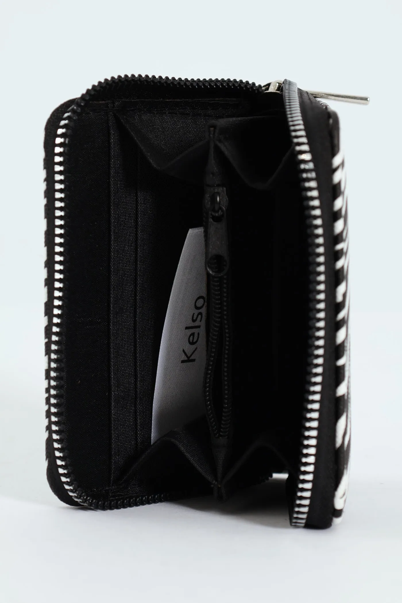 Small Zip Around Purse - Black/White