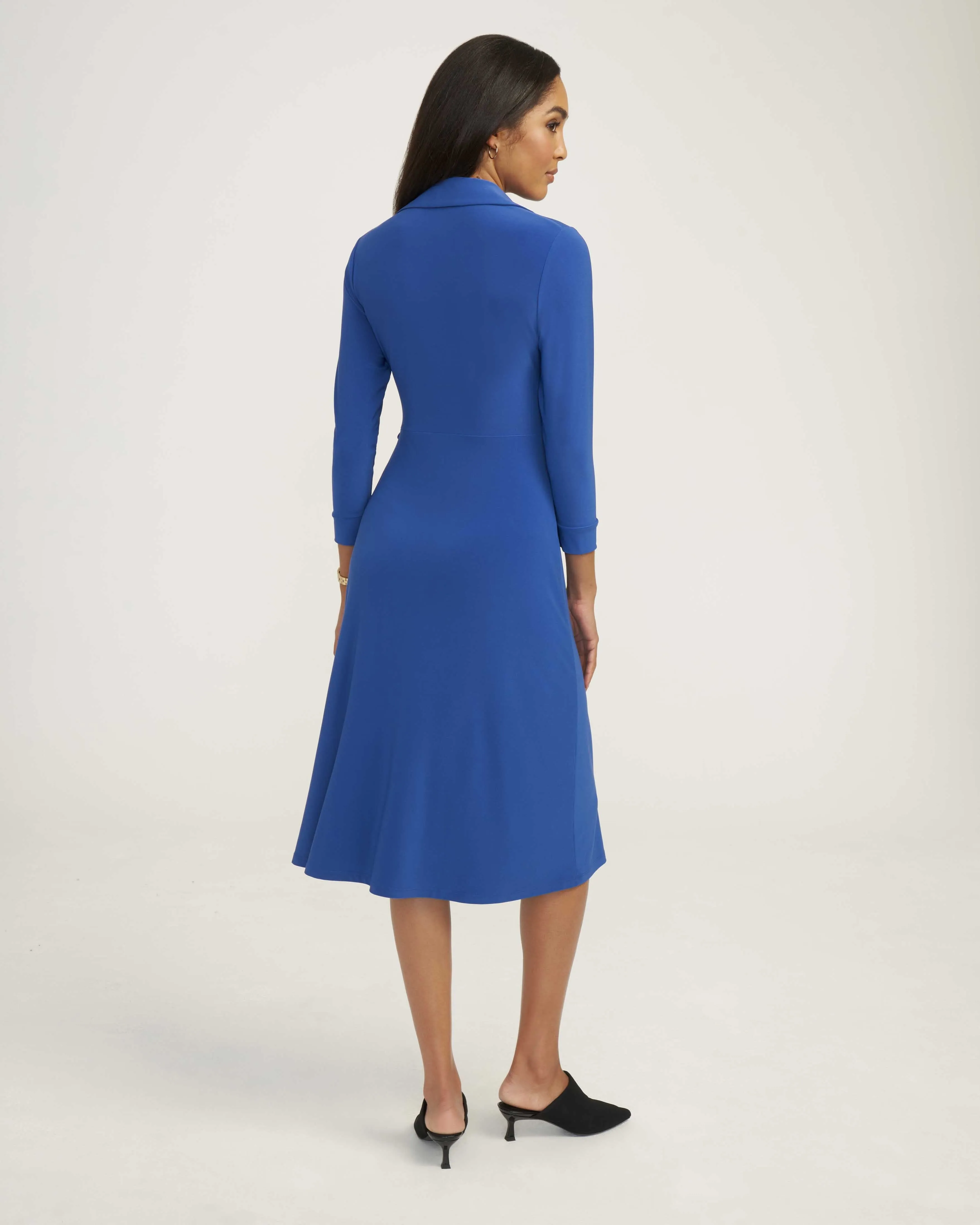Solid Signature Collar Wrap Dress- Sale