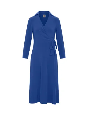 Solid Signature Collar Wrap Dress- Sale