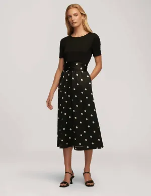 Tie Waist Satin & Serenity Mix Dress- Sale