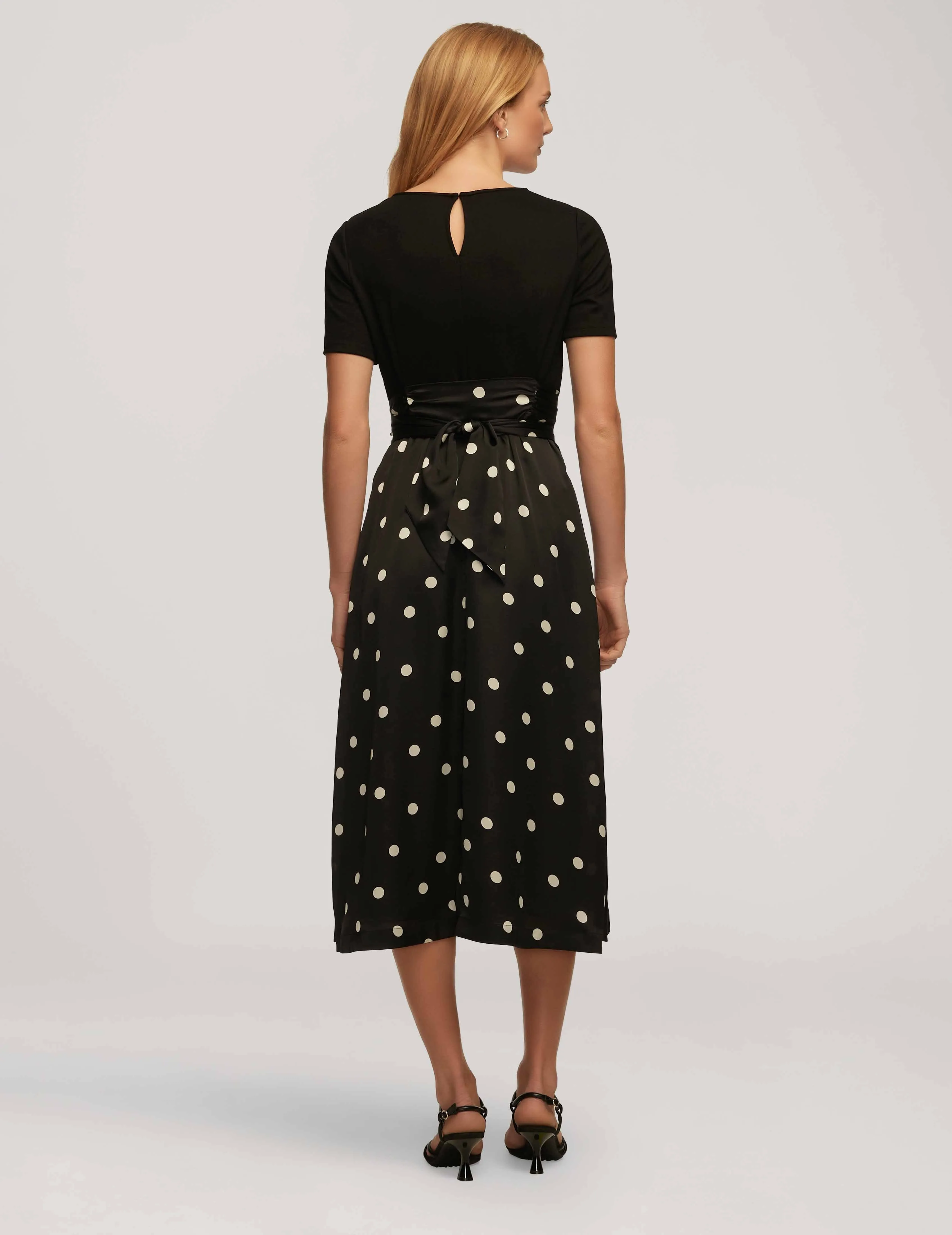 Tie Waist Satin & Serenity Mix Dress- Sale