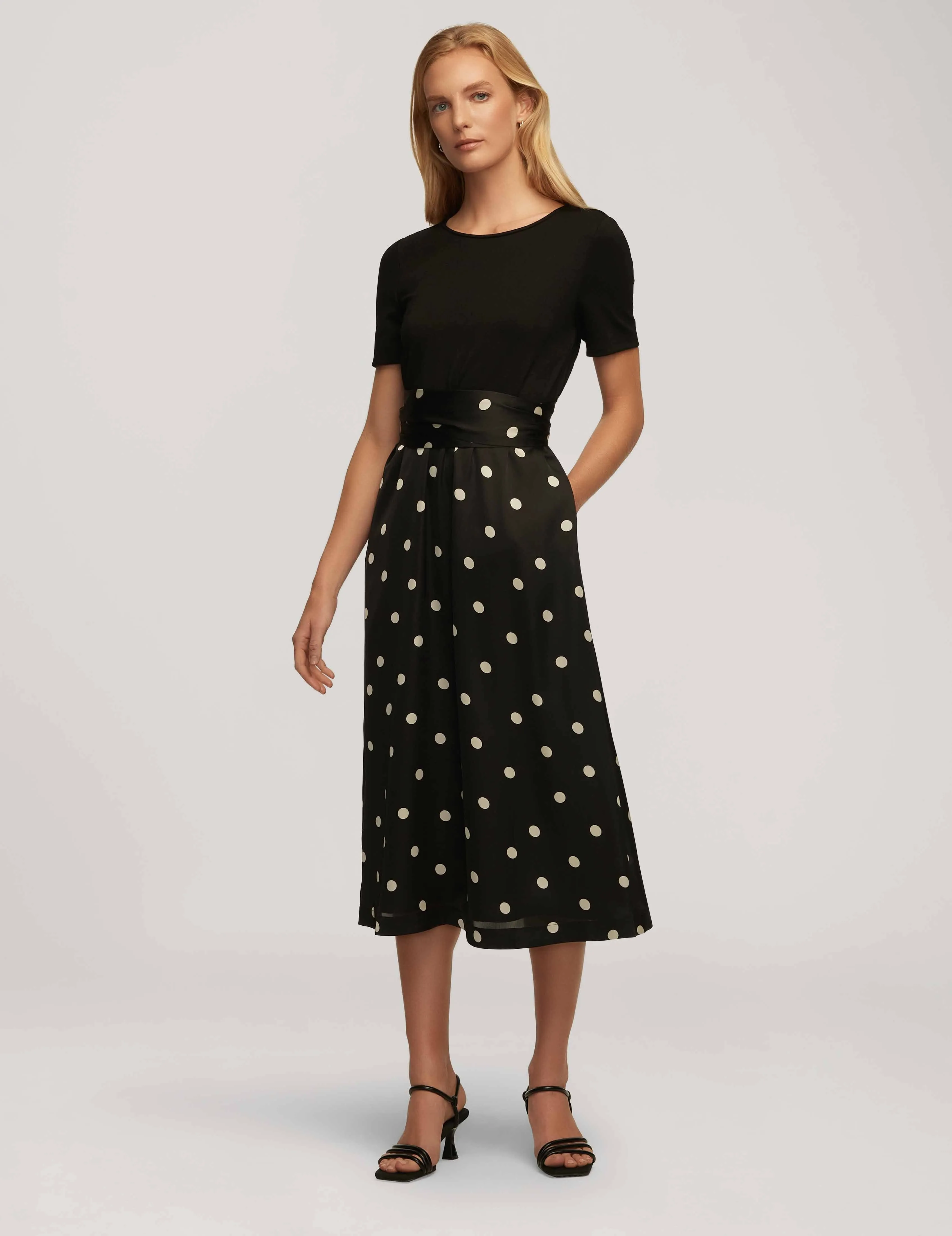 Tie Waist Satin & Serenity Mix Dress- Sale