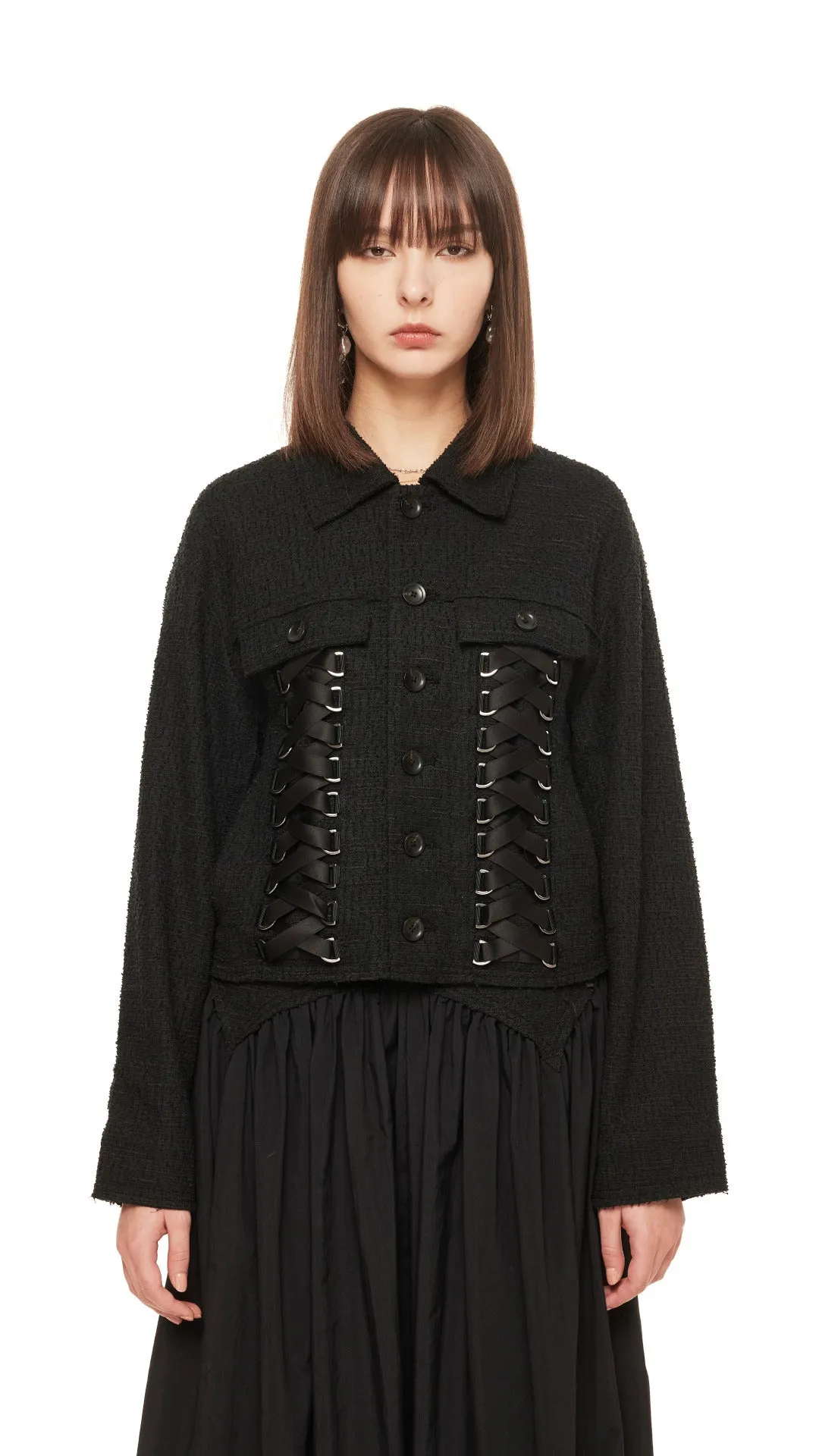 Tweed Lace-Up Jacket