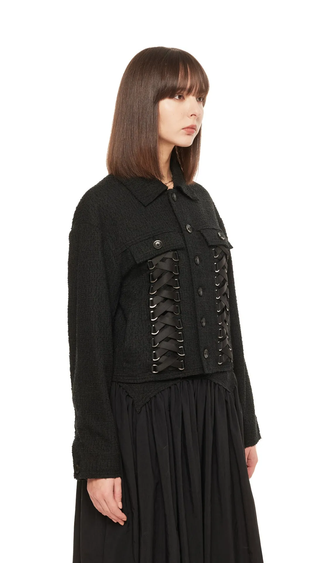 Tweed Lace-Up Jacket
