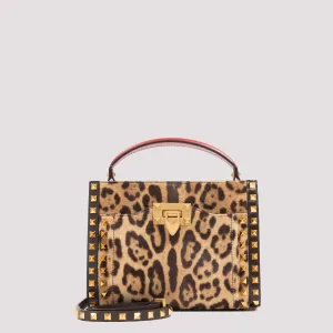 Valentino Garavani Rockstud Leopard Printed Shoulder Bag