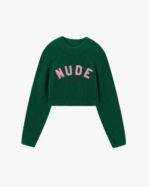 Wifey Knit Cropped Sweater Green