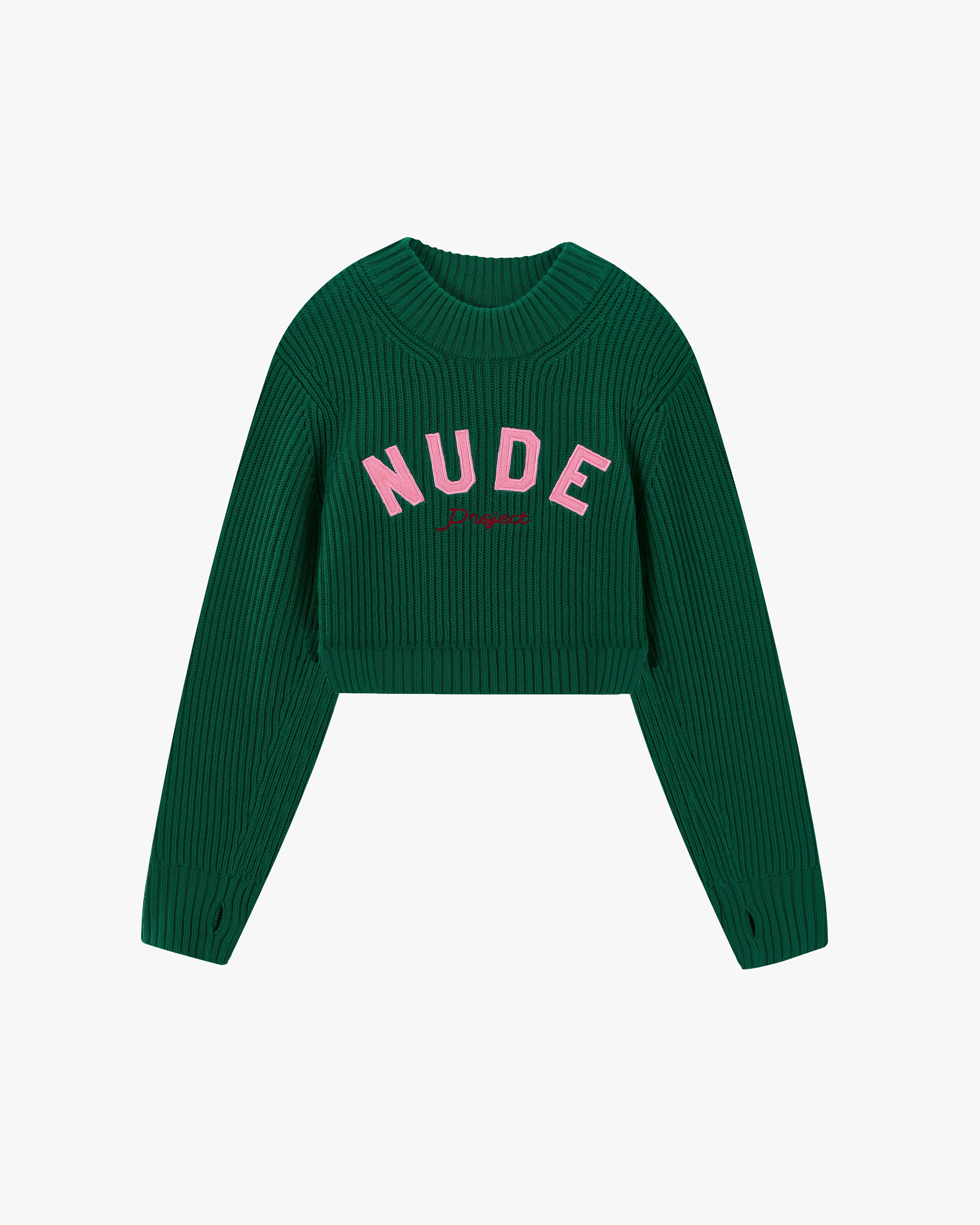 Wifey Knit Cropped Sweater Green